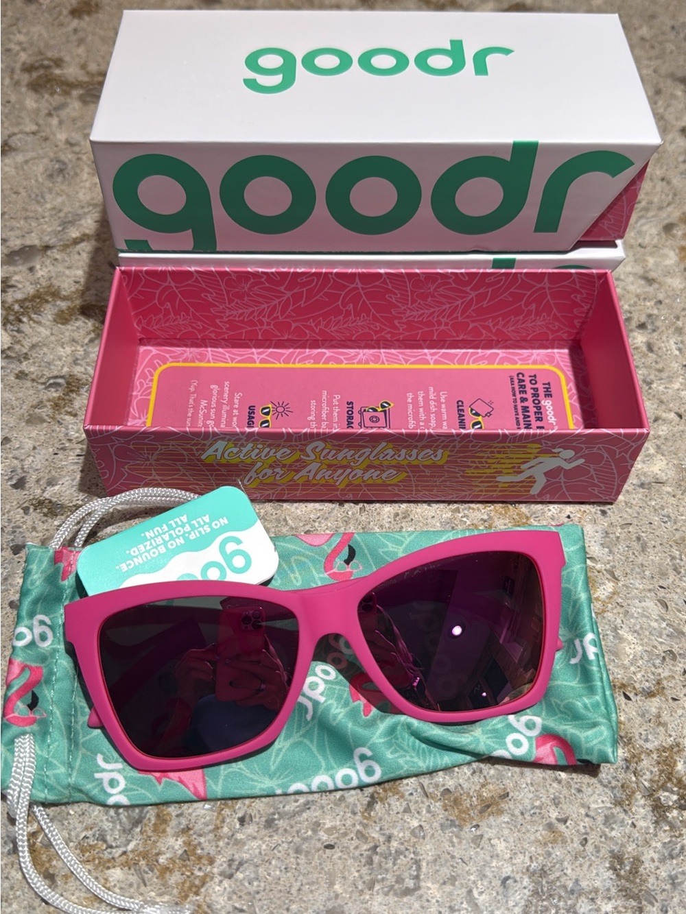 goodr Women's Pink Cat-Eye Sunglasses with Magenta Lenses